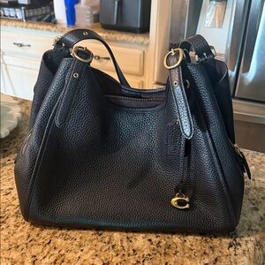 Coach Black Lori Leather Shoulder Bag in soft pebble leather
